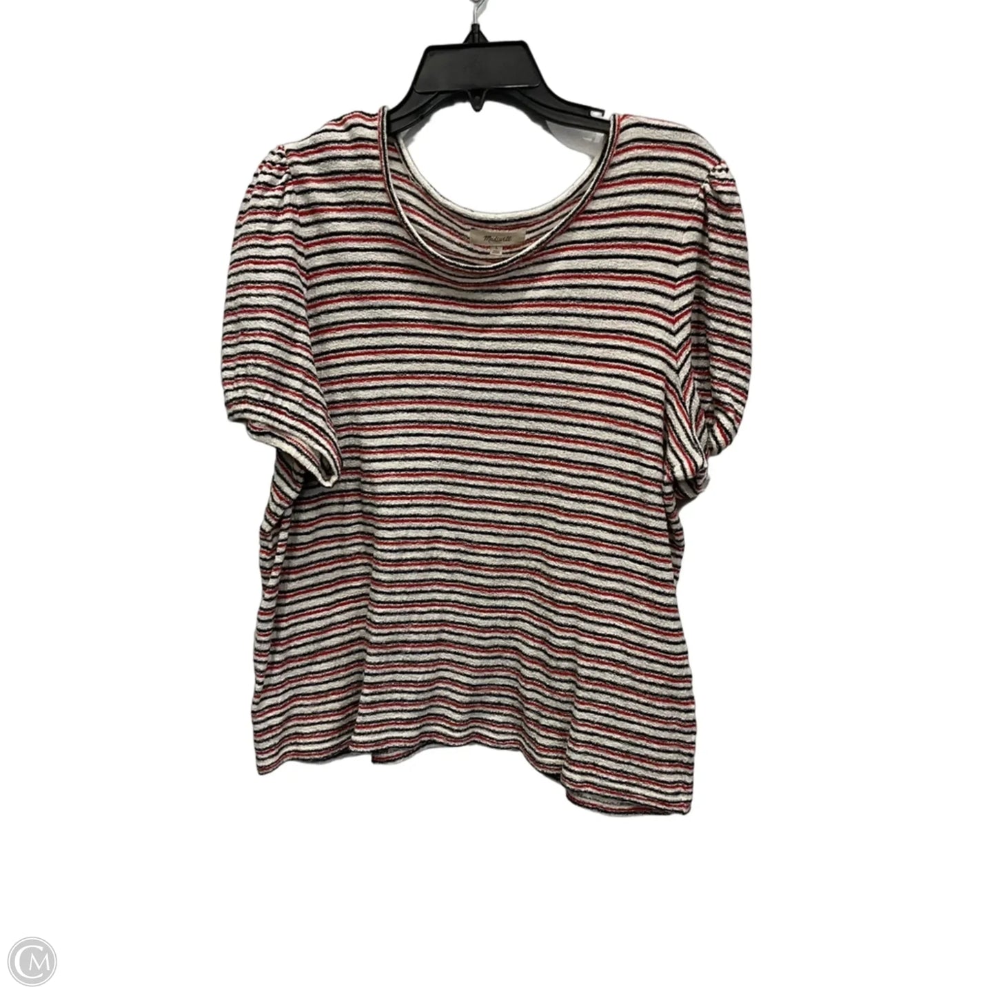Top Short Sleeve By Madewell In Striped Pattern, Size: L