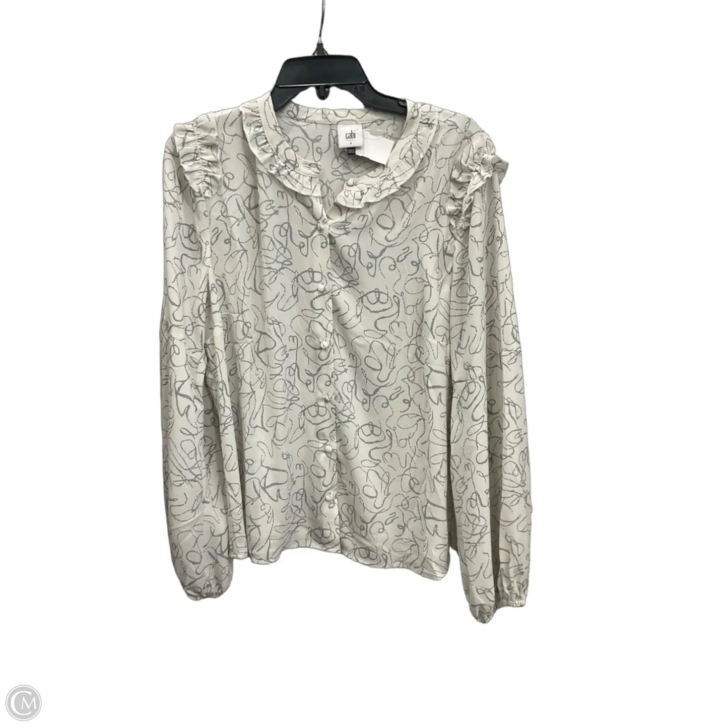 Blouse Long Sleeve By Cabi In White, Size: L