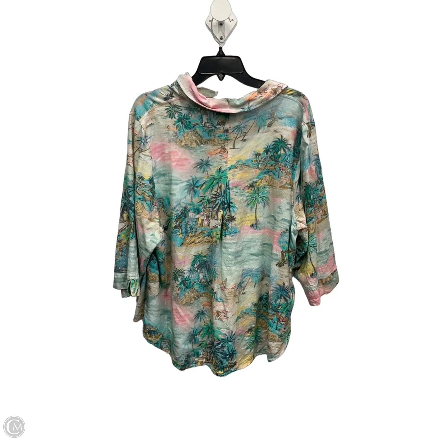 Blouse Long Sleeve By C And C In Tropical Print, Size: 3x