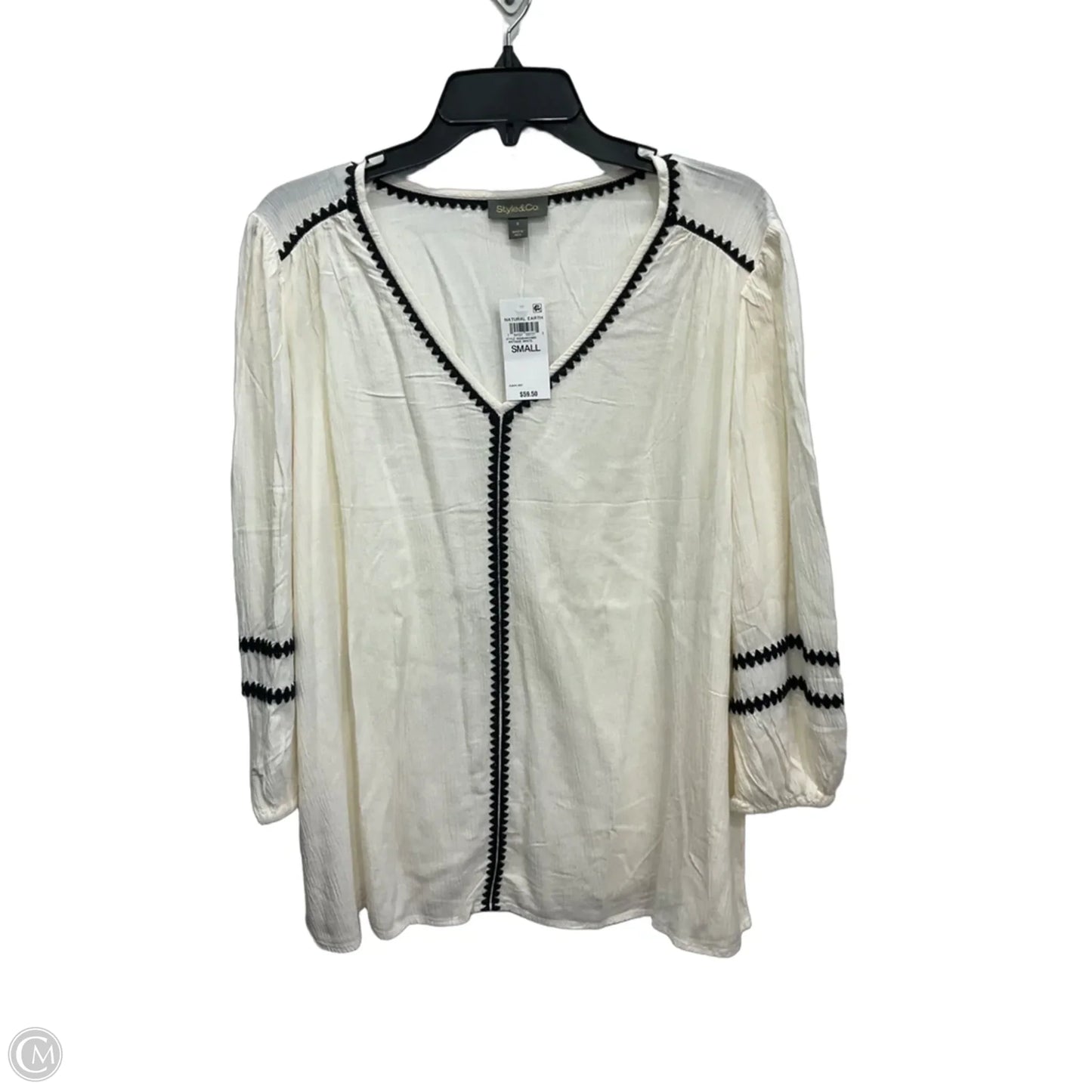 Top Long Sleeve By Style And Company In Cream, Size: S