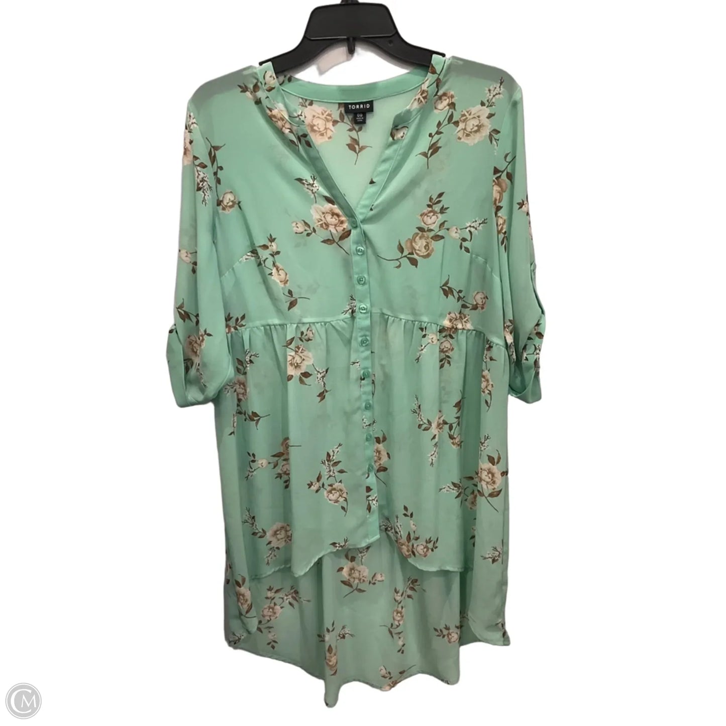 Blouse Long Sleeve By Torrid In Green, Size: L