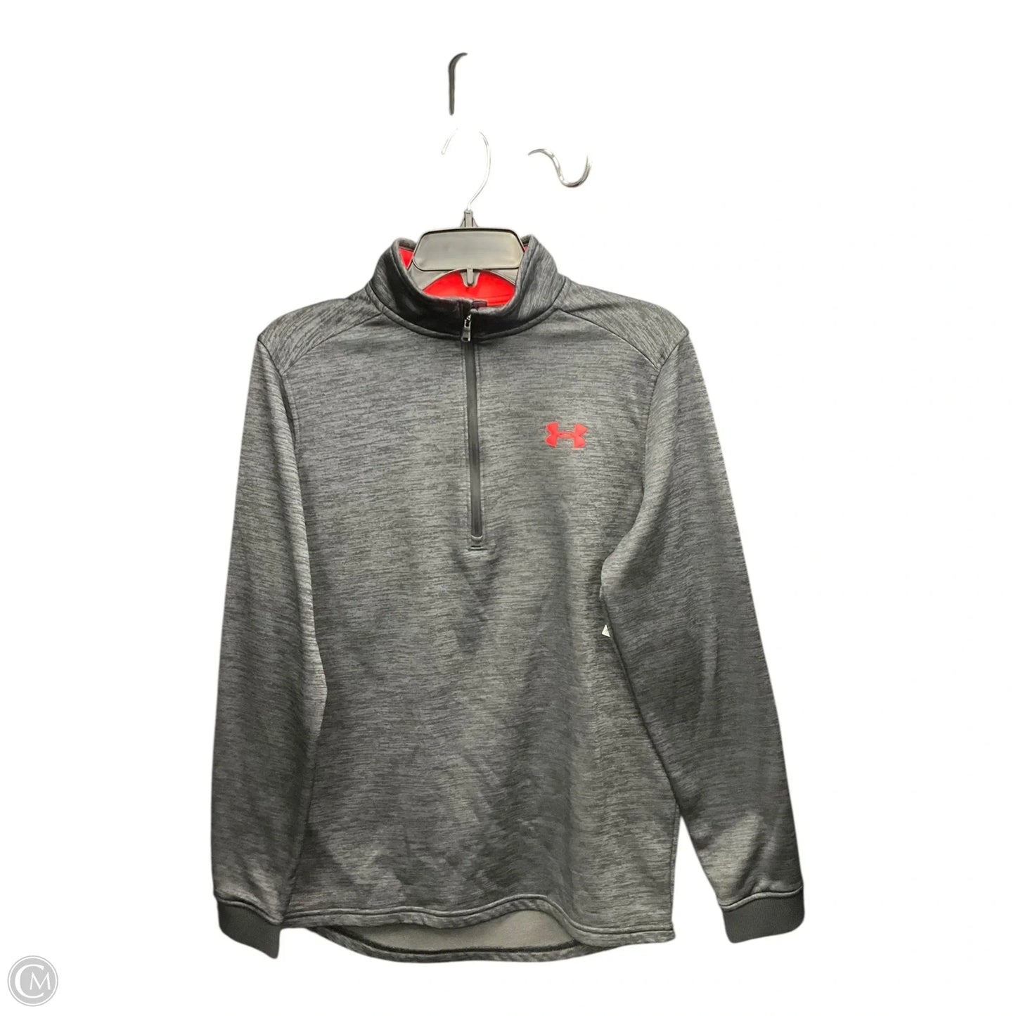 Athletic Top Long Sleeve Collar By Under Armour In Grey & Pink, Size: S