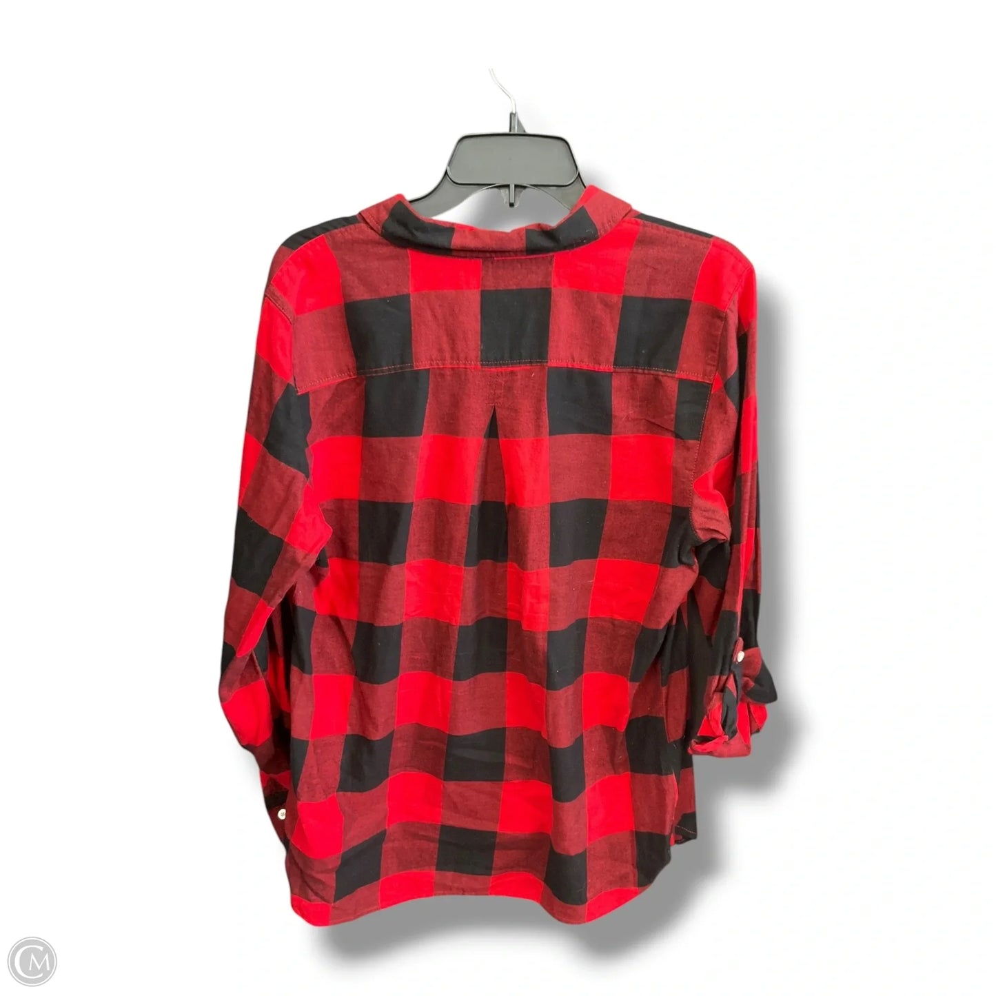 Blouse Long Sleeve By Tommy Hilfiger In Plaid Pattern, Size: L