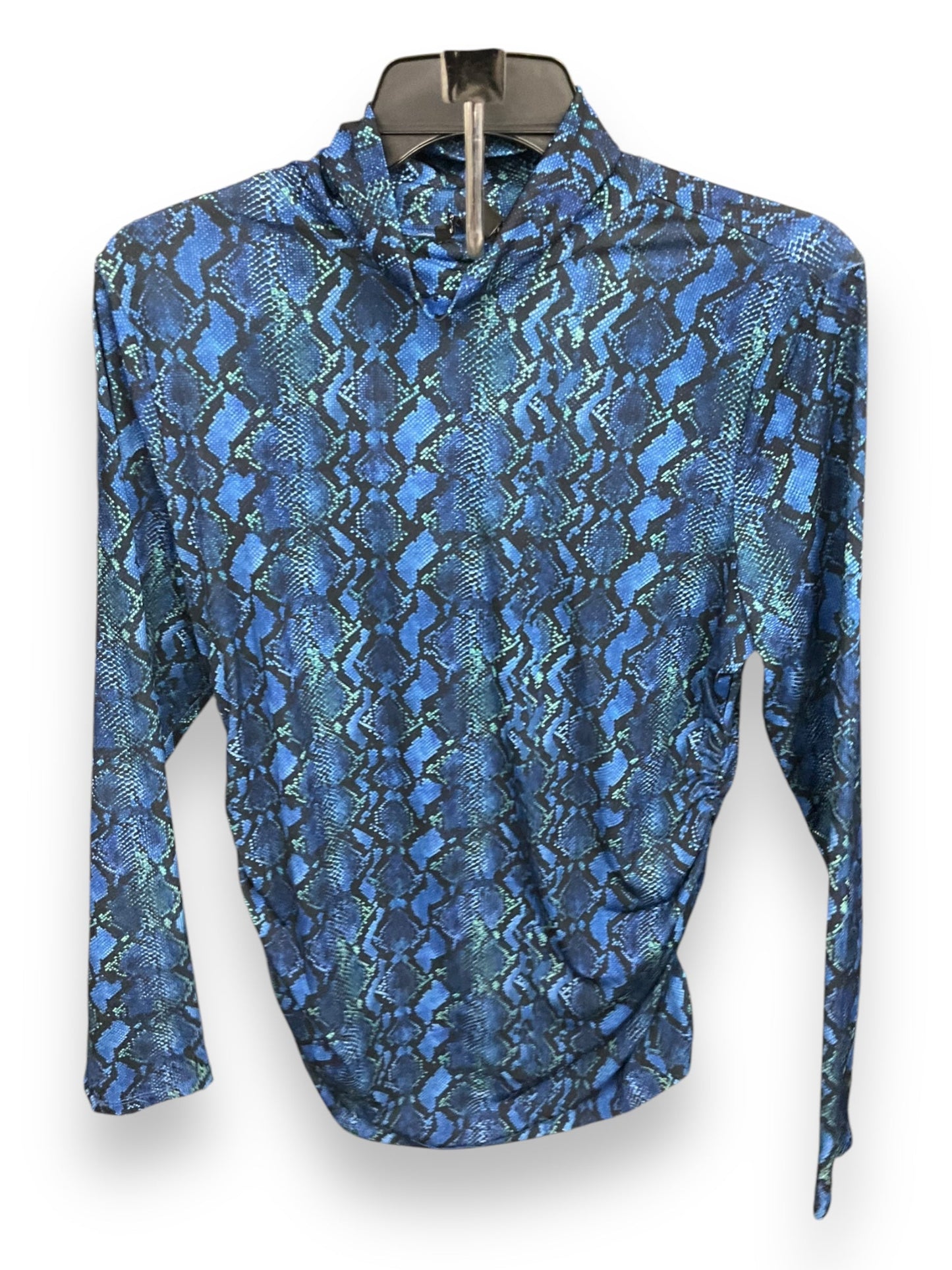 Top Long Sleeve By Boston Proper In Blue & Green, Size: L