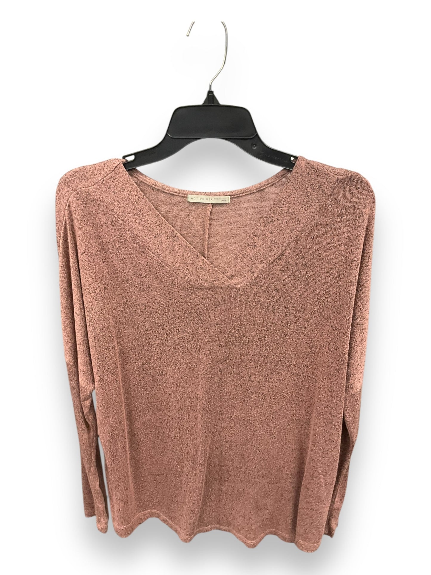 Athletic Top Long Sleeve Crewneck By Active Usa In Mauve, Size: L