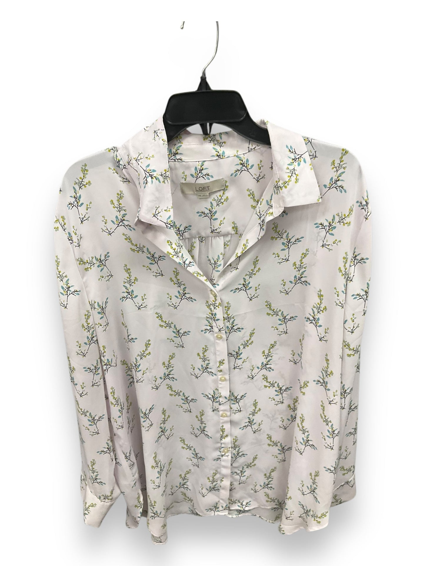 Blouse Long Sleeve By Loft In White, Size: Xxl