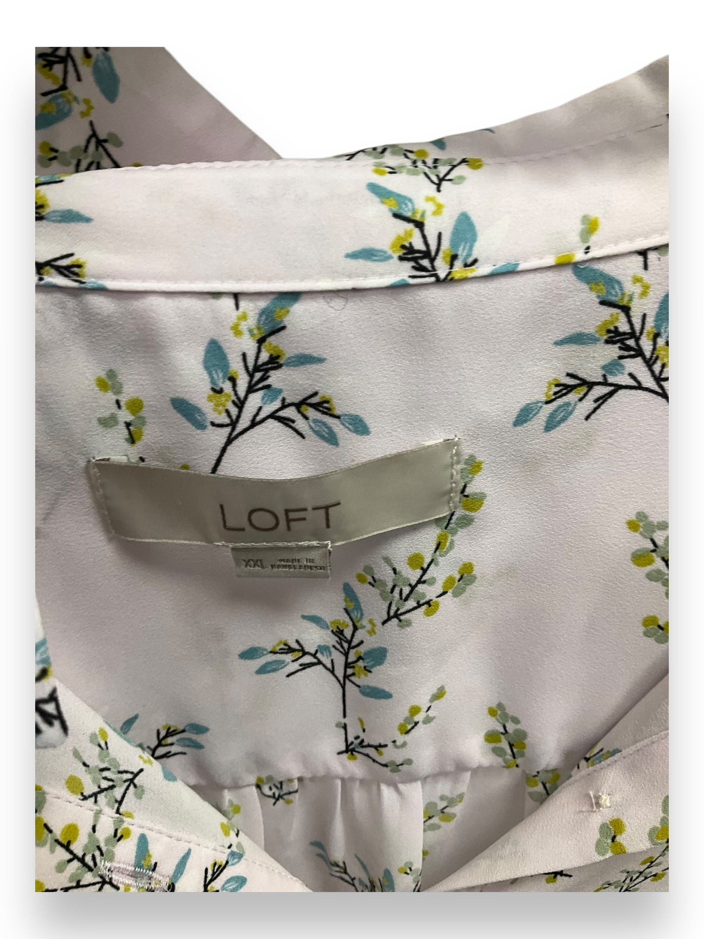 Blouse Long Sleeve By Loft In White, Size: Xxl