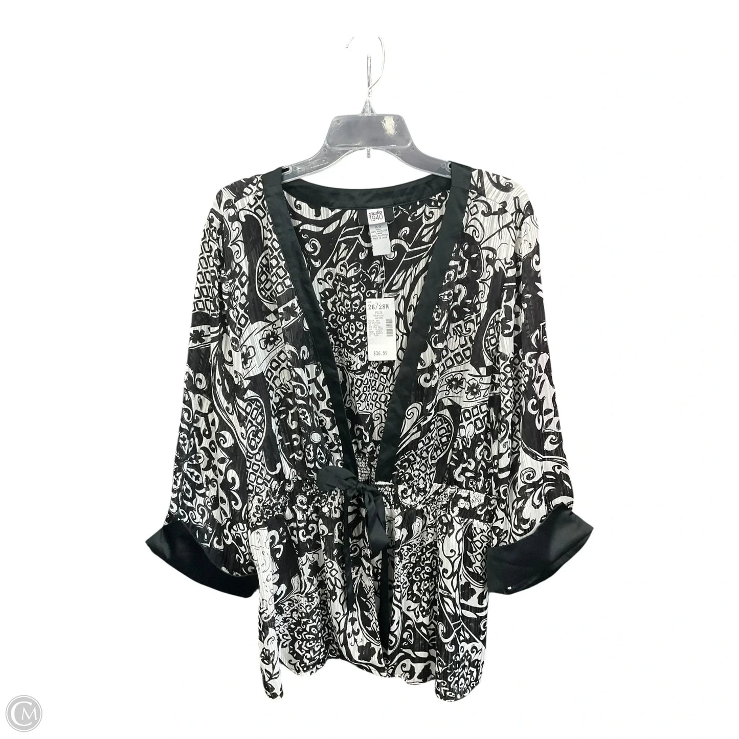 Cardigan By Studio 1940 In Black & White, Size: 3x