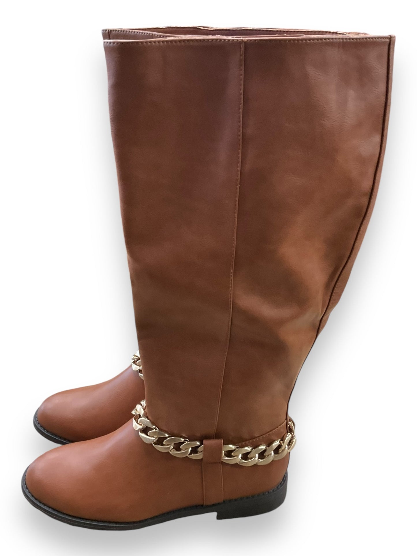 Boots Mid-calf Flats By Just Fab In Brown, Size: 10