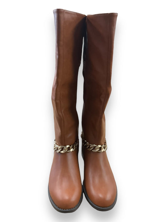 Boots Mid-calf Flats By Just Fab In Brown, Size: 10