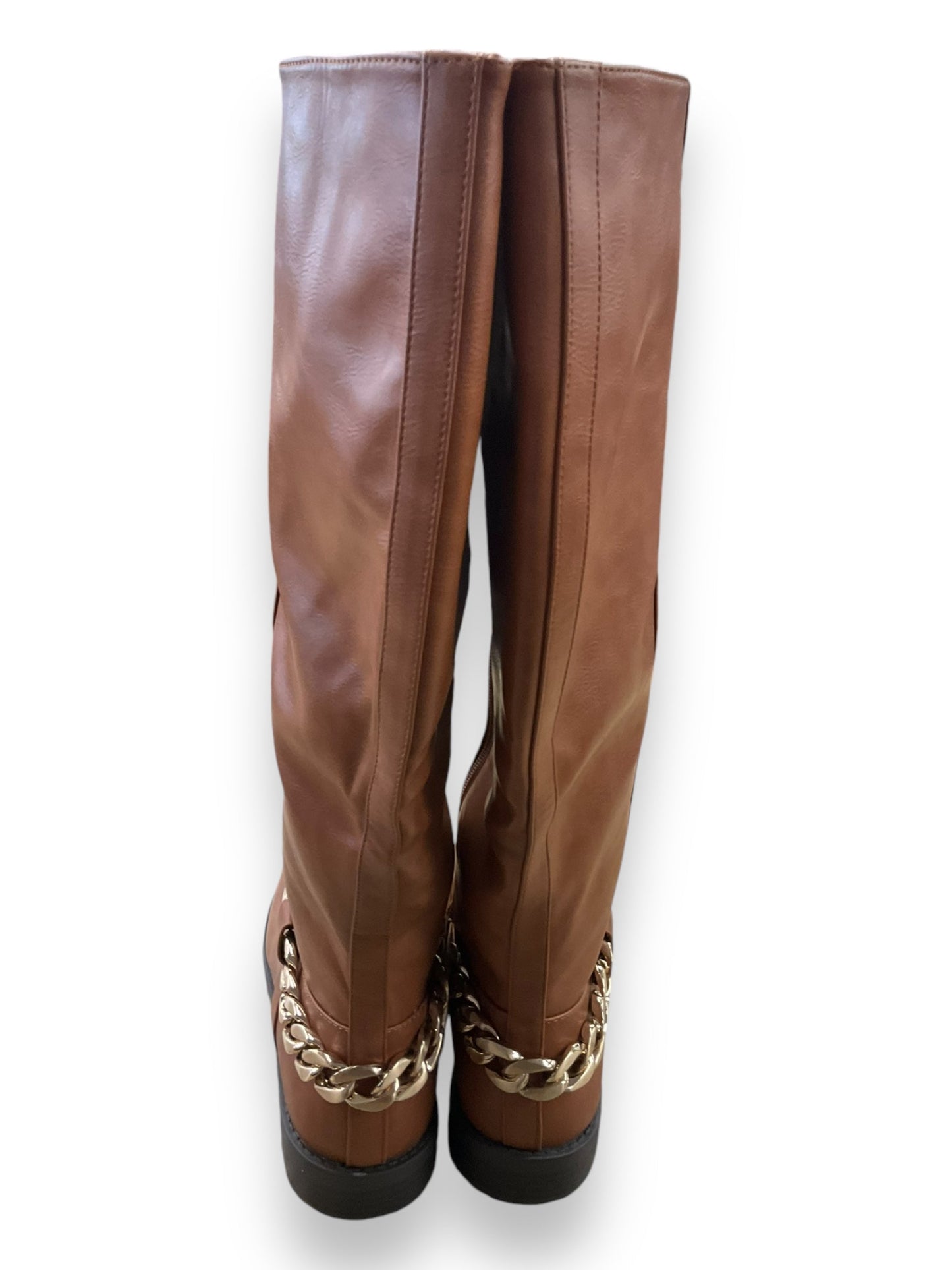 Boots Mid-calf Flats By Just Fab In Brown, Size: 10