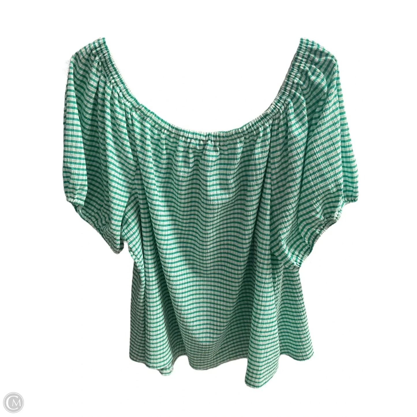 Top Short Sleeve By Lane Bryant In Green & White, Size: 2x