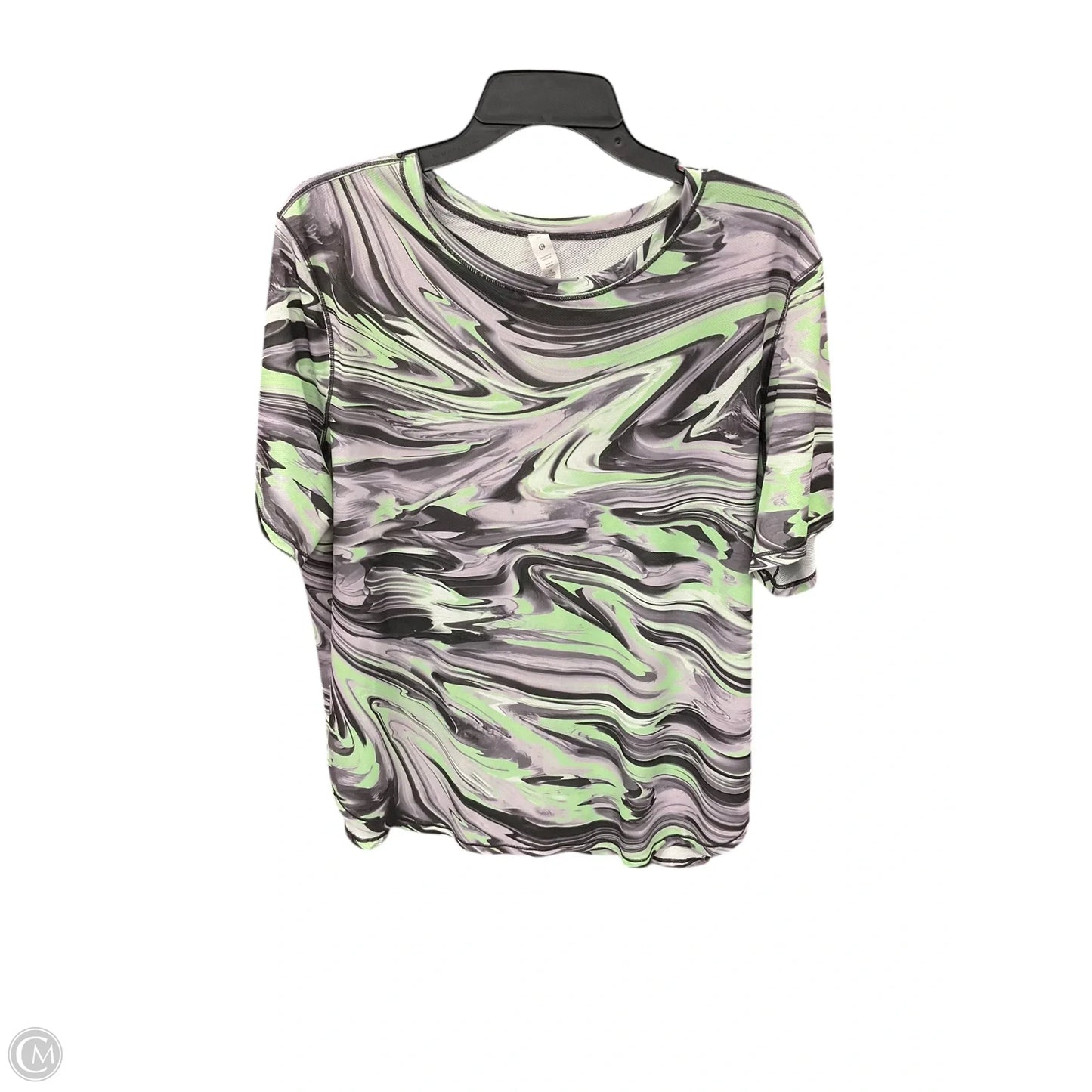 Athletic Top Short Sleeve By Lululemon In Green & Grey, Size: Xl