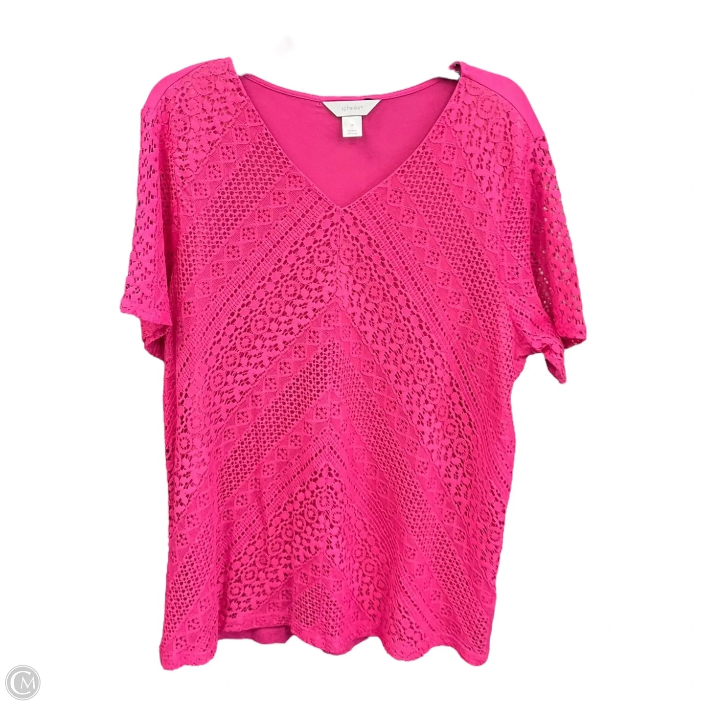 Top Short Sleeve By Cj Banks In Pink, Size: 1x