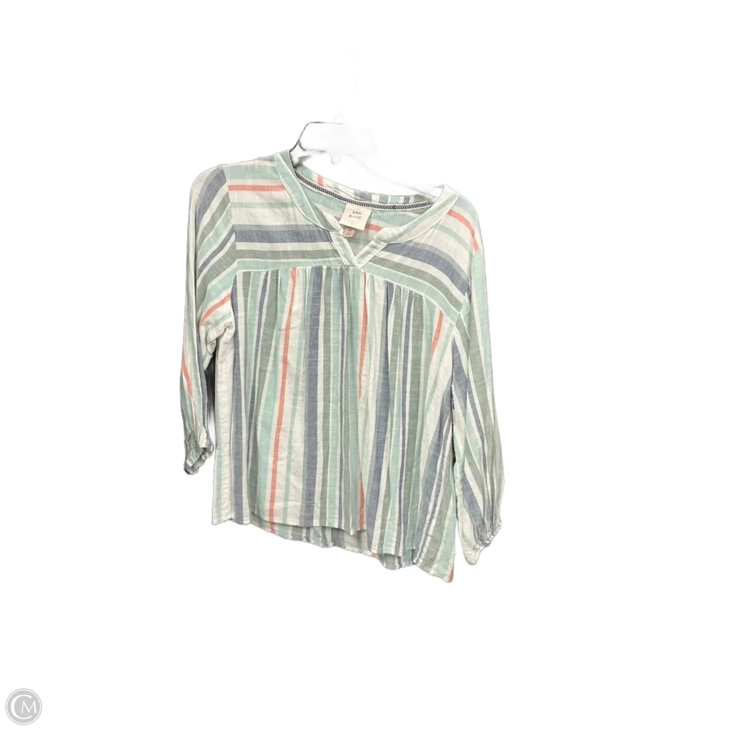 Top 3/4 Sleeve By Knox Rose In Striped Pattern, Size: M