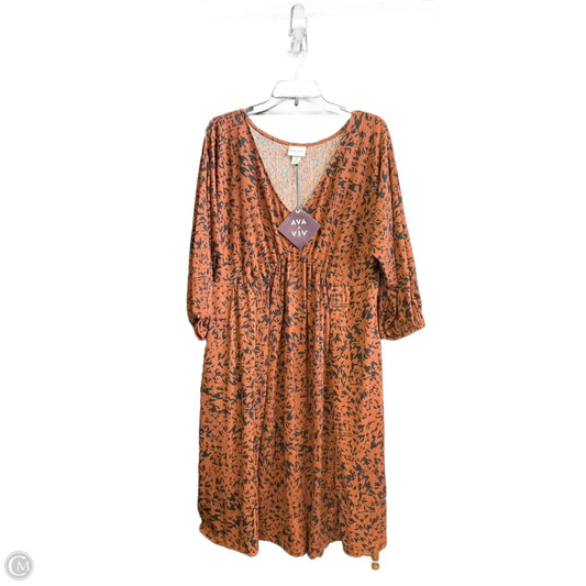 Dress Casual Midi By Ava & Viv In Brown, Size: Xxl