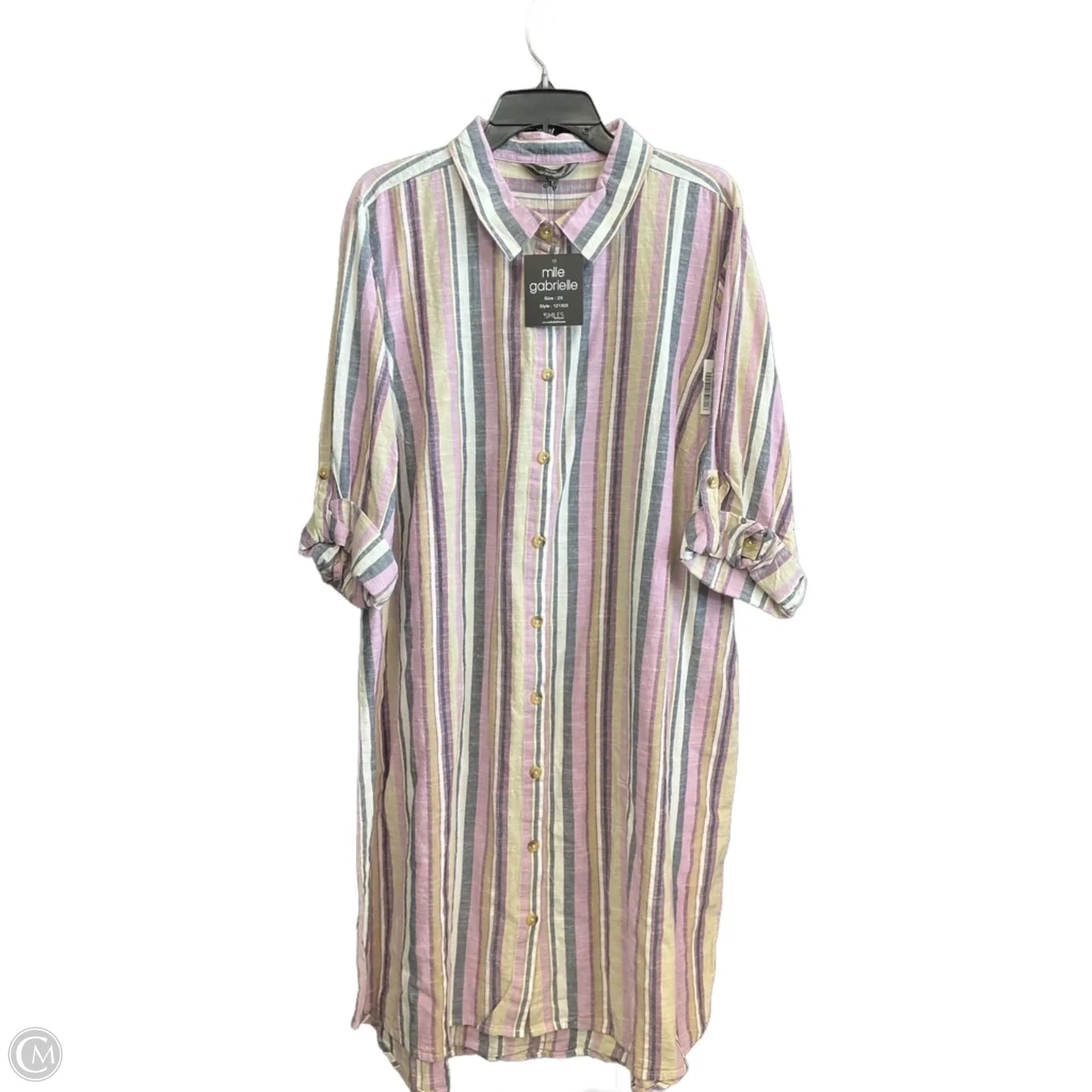 Dress Casual Midi By Mlle Gabrielle In Striped Pattern, Size: 2x