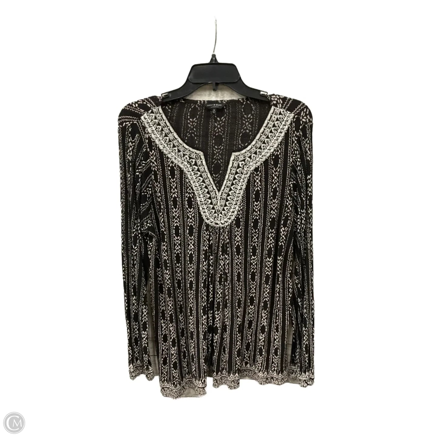 Top Long Sleeve By Lucky Brand In Black & White, Size: 1x