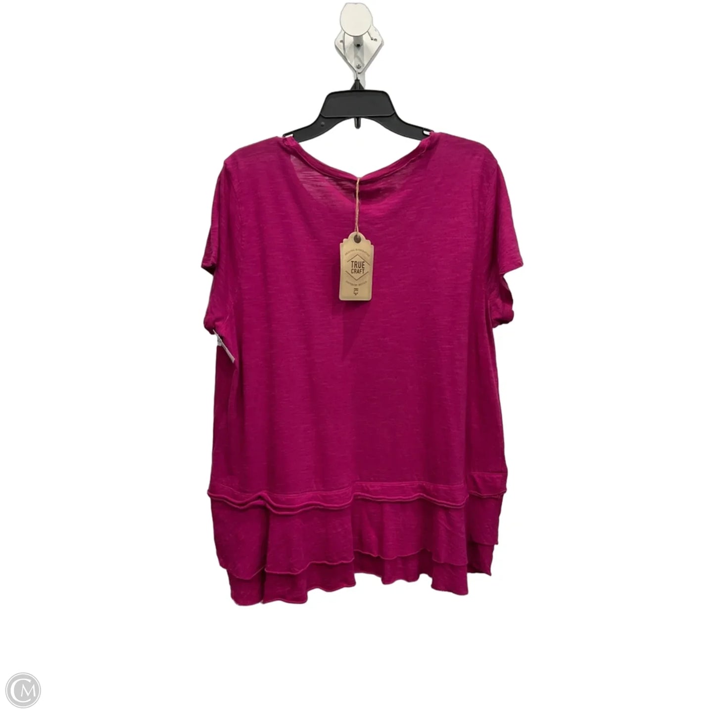 Top Short Sleeve Basic By True Craft In Pink, Size: 1x