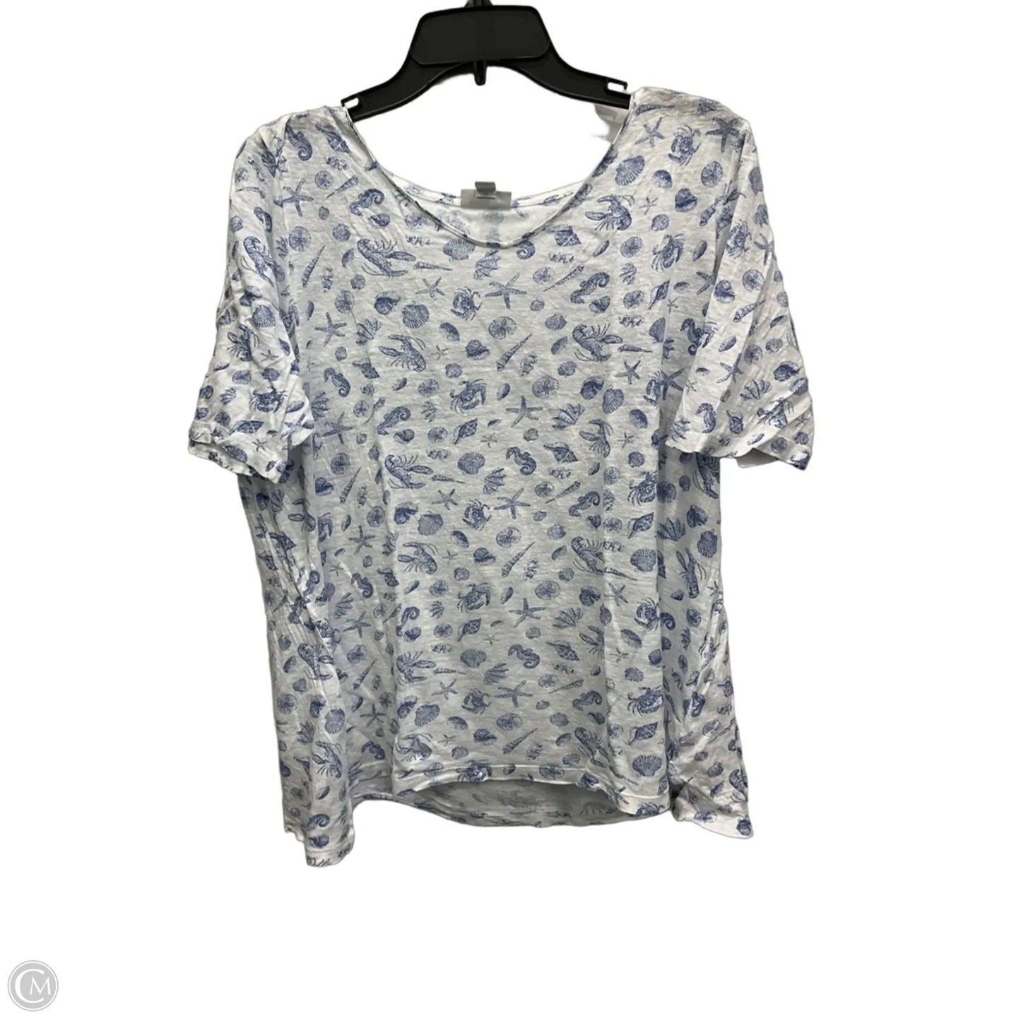 Top Short Sleeve By J. Jill In Blue & White, Size: L