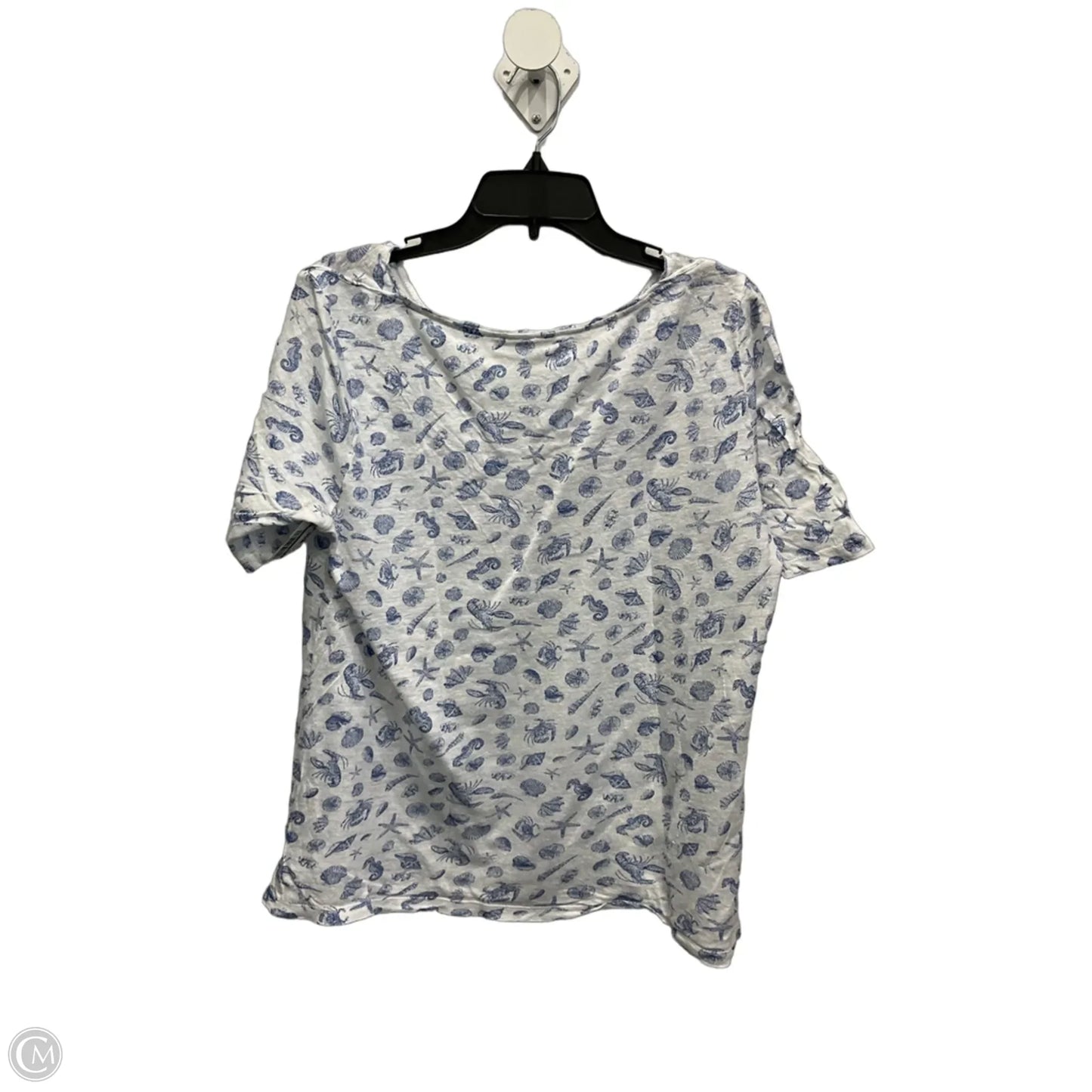 Top Short Sleeve By J. Jill In Blue & White, Size: L