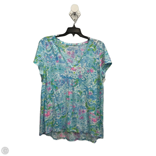 Top Short Sleeve Designer By Lilly Pulitzer In Blue, Size: L