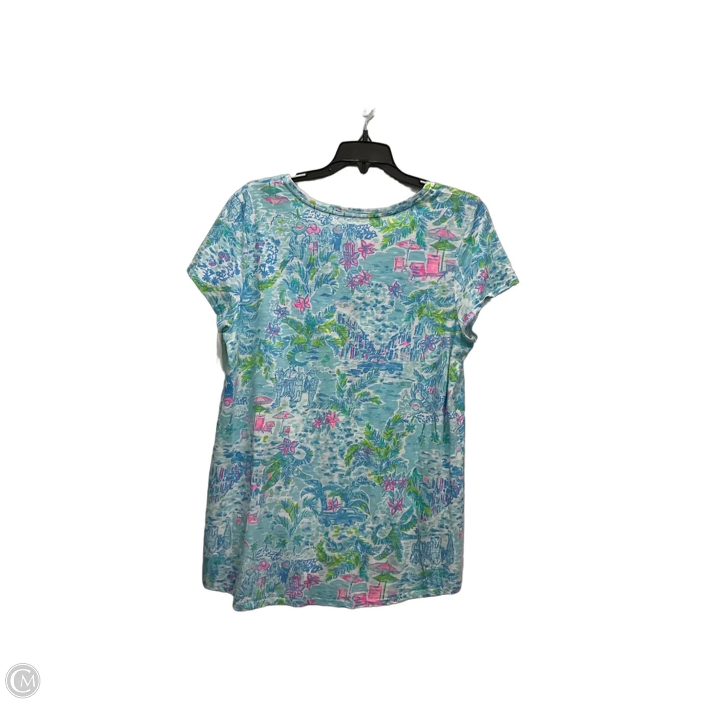 Top Short Sleeve Designer By Lilly Pulitzer In Blue, Size: L