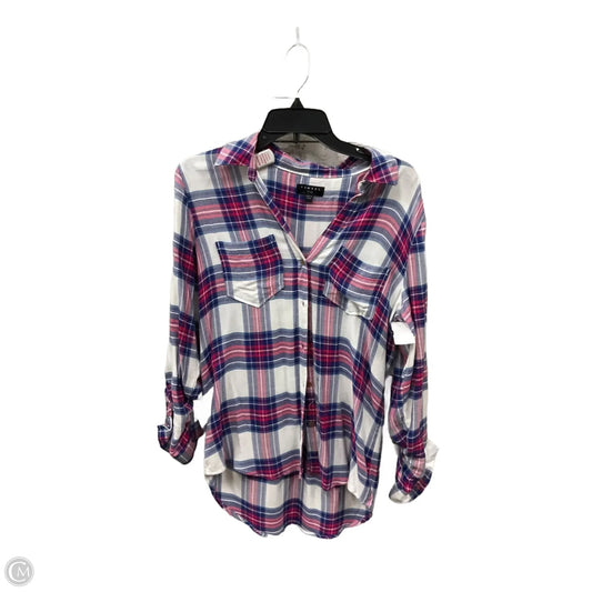 Blouse Long Sleeve By Clothes Mentor In Plaid Pattern, Size: S