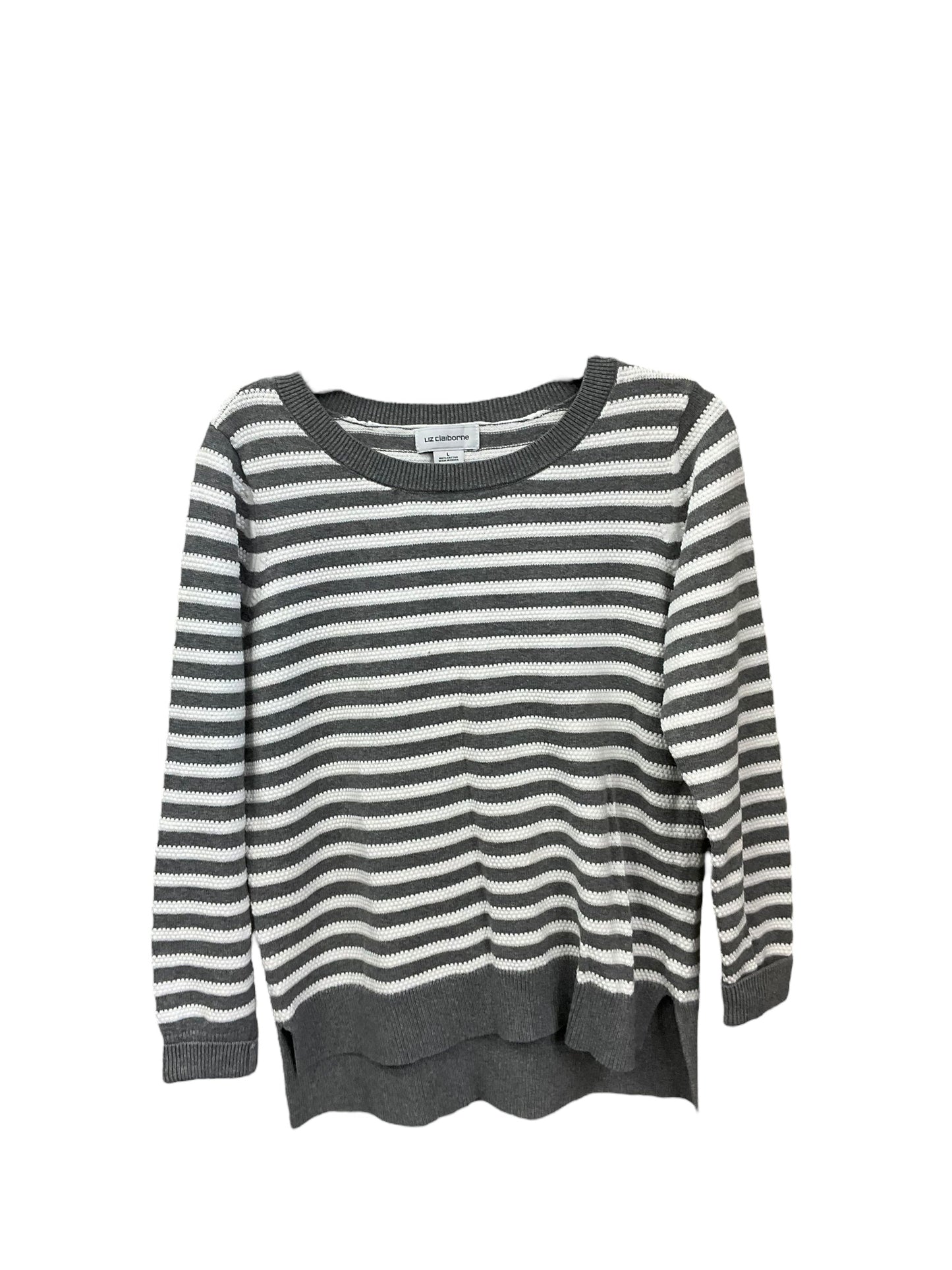 Sweater By Liz Claiborne In Grey & White, Size: L