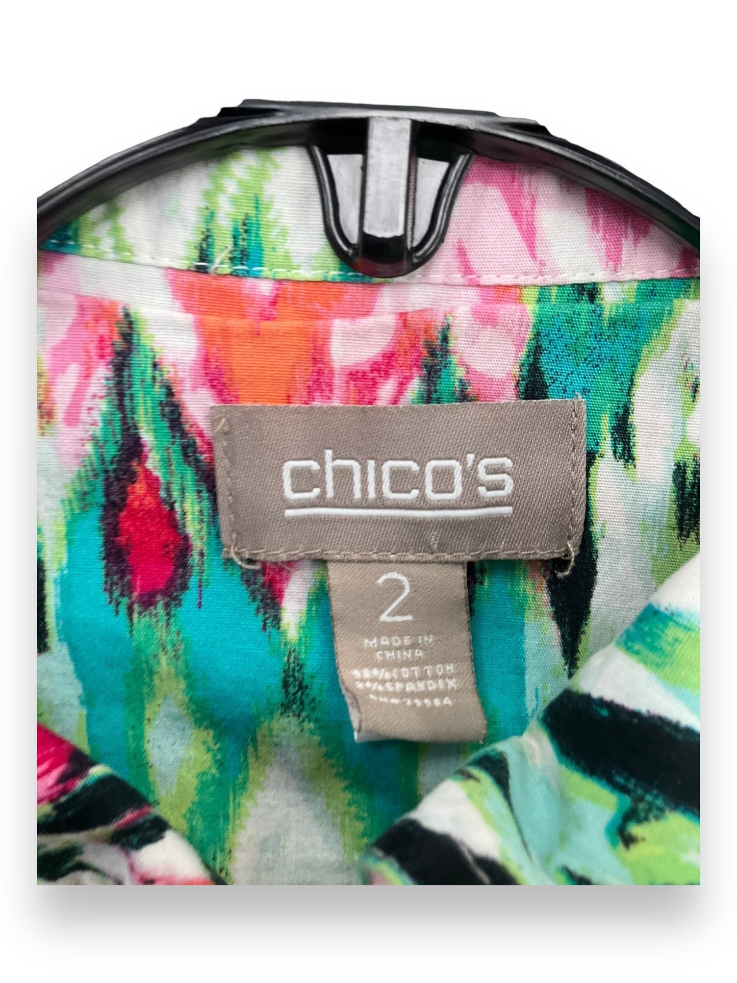 Jacket Shirt By Chicos In Multi-colored, Size: L