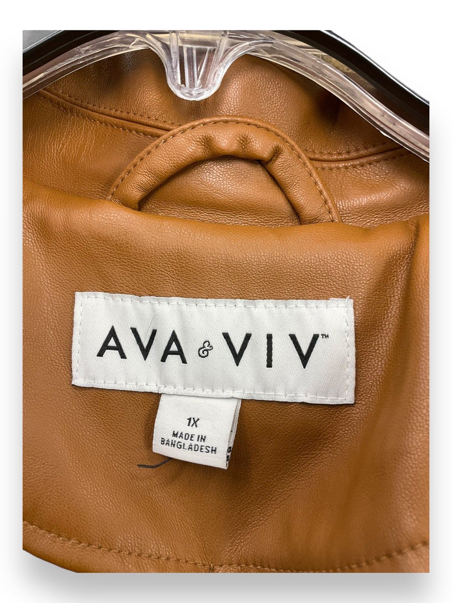 Coat Trench Coat By Ava & Viv In Brown, Size: 1x