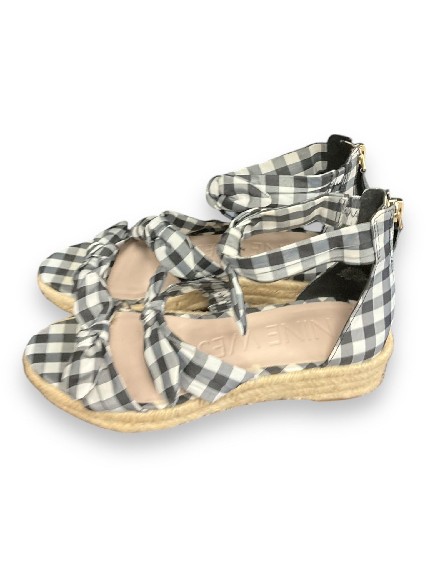 Sandals Heels Platform By Nine West In Checkered Pattern, Size: 6.5