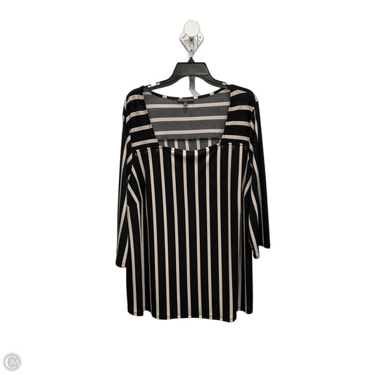 Top 3/4 Sleeve By Adrianna Papell In Black & Cream, Size: 3x