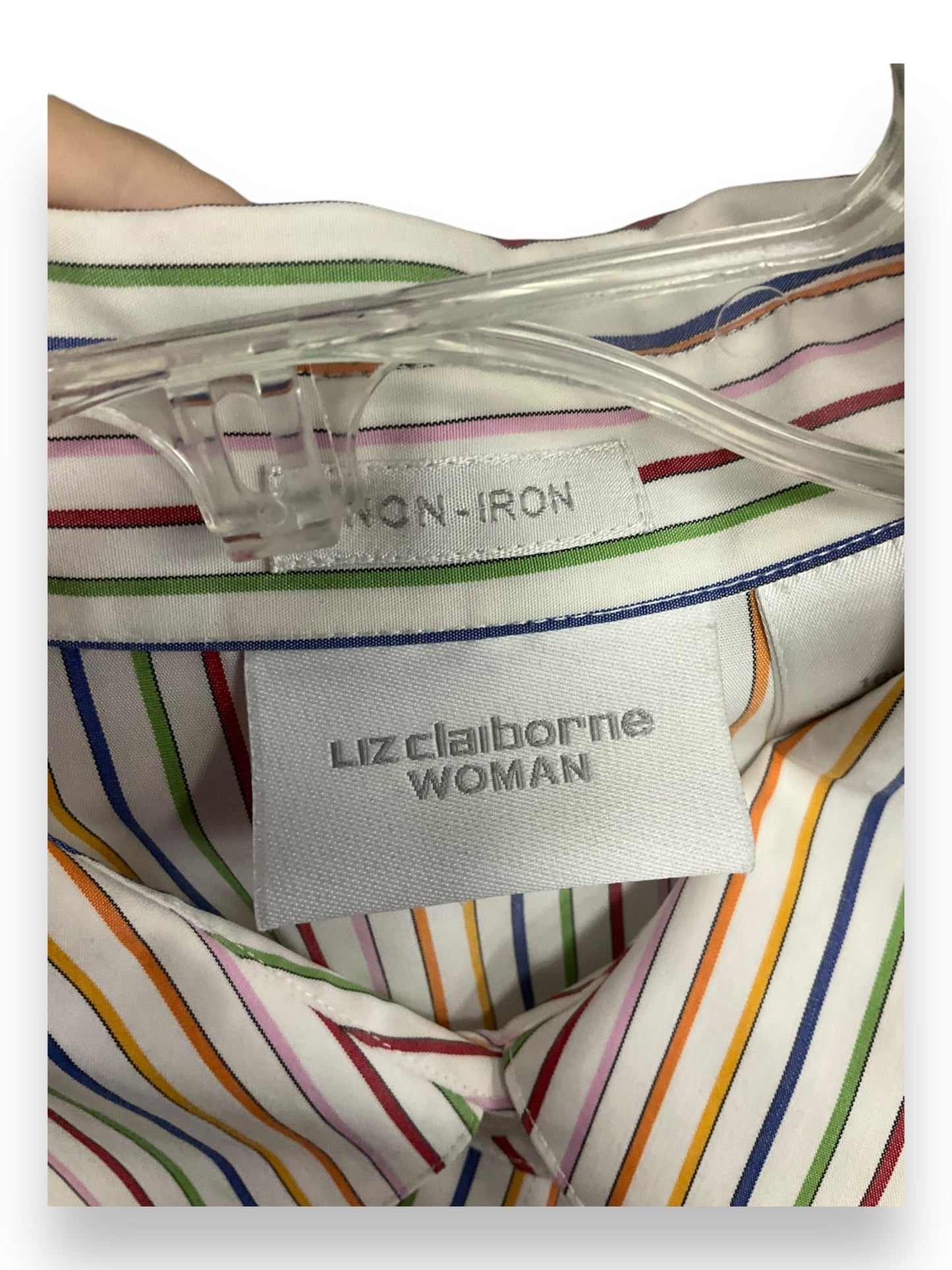 Blouse Long Sleeve By Liz Claiborne In Rainbow Print, Size: Xl