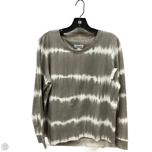 Top Long Sleeve By D&co. In Grey & White, Size: M