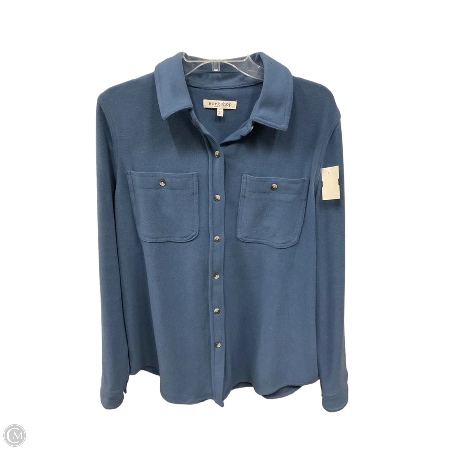 Blouse Long Sleeve By Workshop In Blue, Size: Large