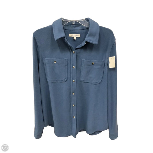Blouse Long Sleeve By Workshop In Blue, Size: Large