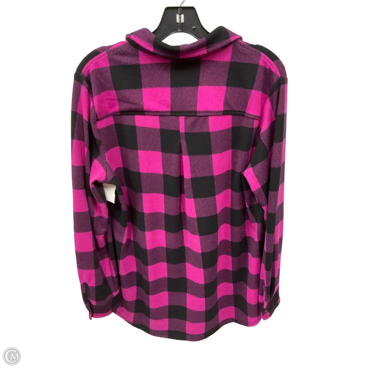 Blouse Long Sleeve By D&co. In Plaid Pattern, Size: M