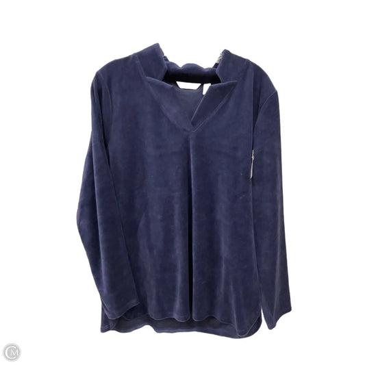 Top Long Sleeve By D&co. In Blue, Size: M