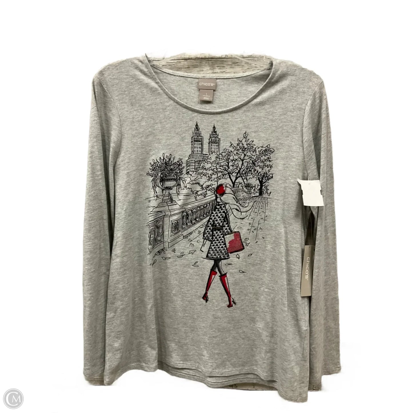 Top Long Sleeve By Chicos In Grey, Size: L