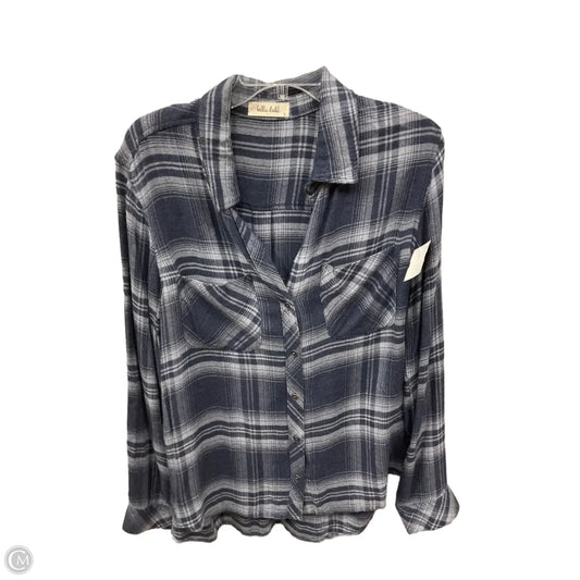 Blouse Long Sleeve By Bella Dahl In Plaid Pattern, Size: L