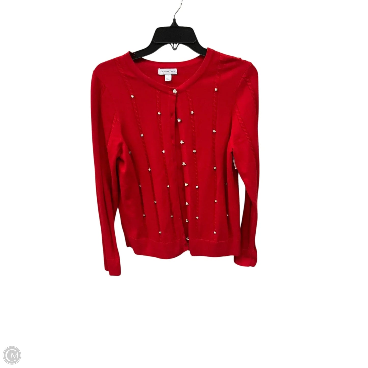 Cardigan By Charter Club In Red, Size: M