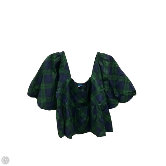 Top Short Sleeve By Old Navy In Plaid Pattern, Size: L