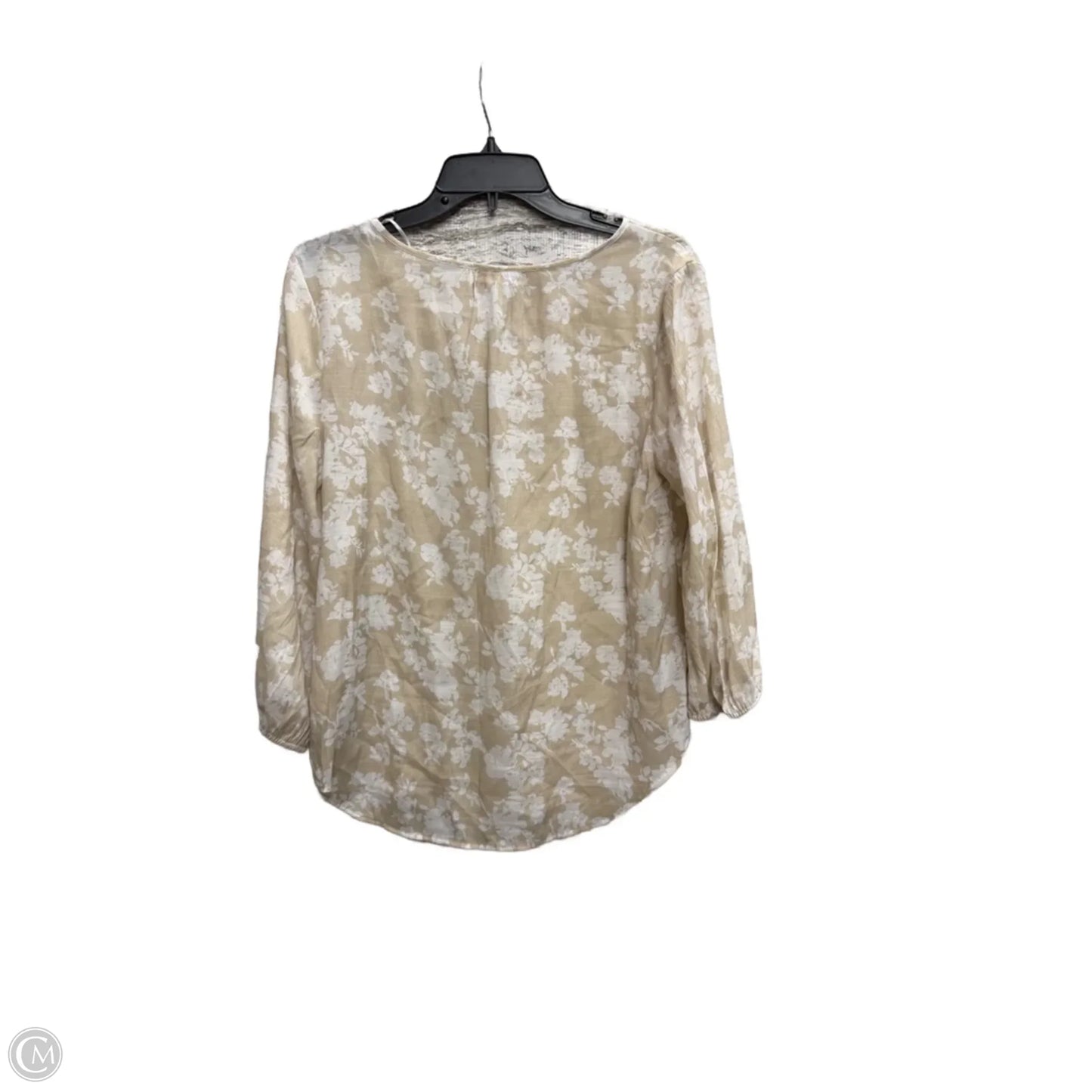 Top Long Sleeve By Liz Claiborne In Tan & White, Size: S