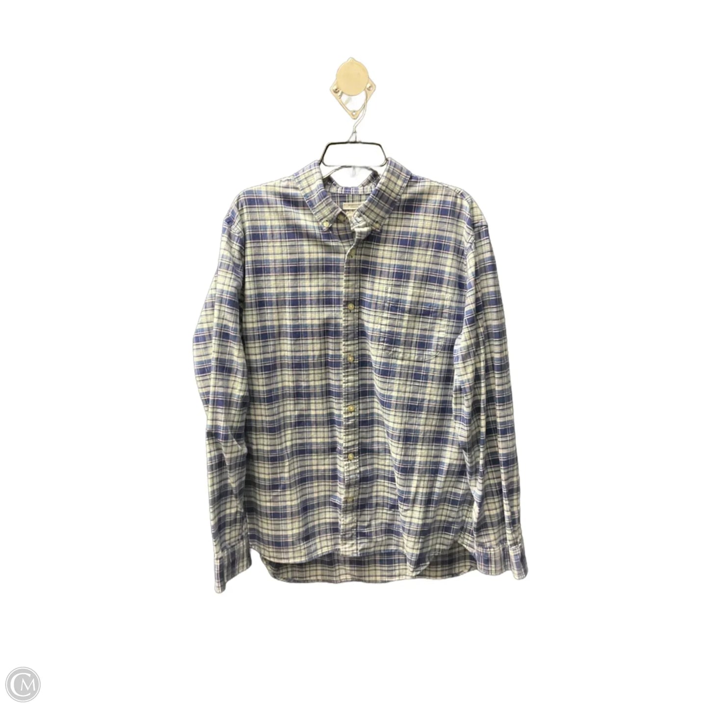 Blouse Long Sleeve By Gap In Plaid Pattern, Size: Xl