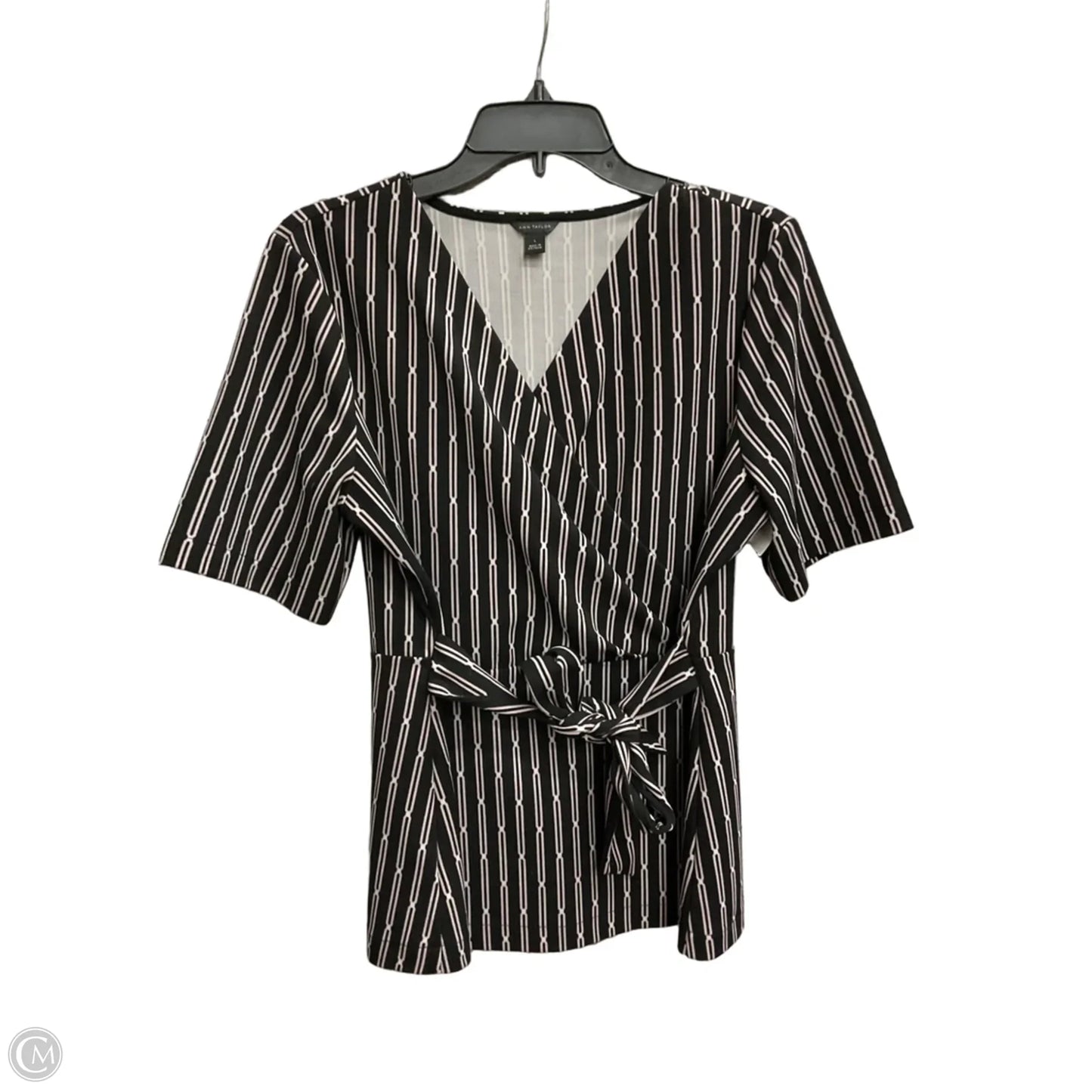 Top Short Sleeve By Ann Taylor In Black & Purple, Size: L