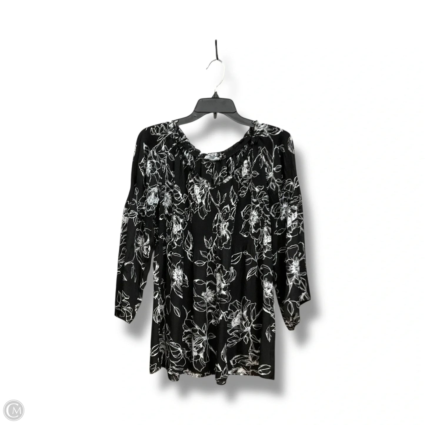 Top 3/4 Sleeve By Clothes Mentor In Black & White, Size: M