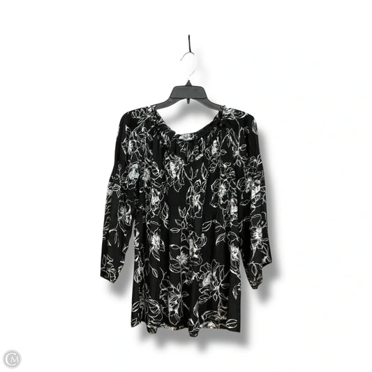 Top 3/4 Sleeve By Clothes Mentor In Black & White, Size: M