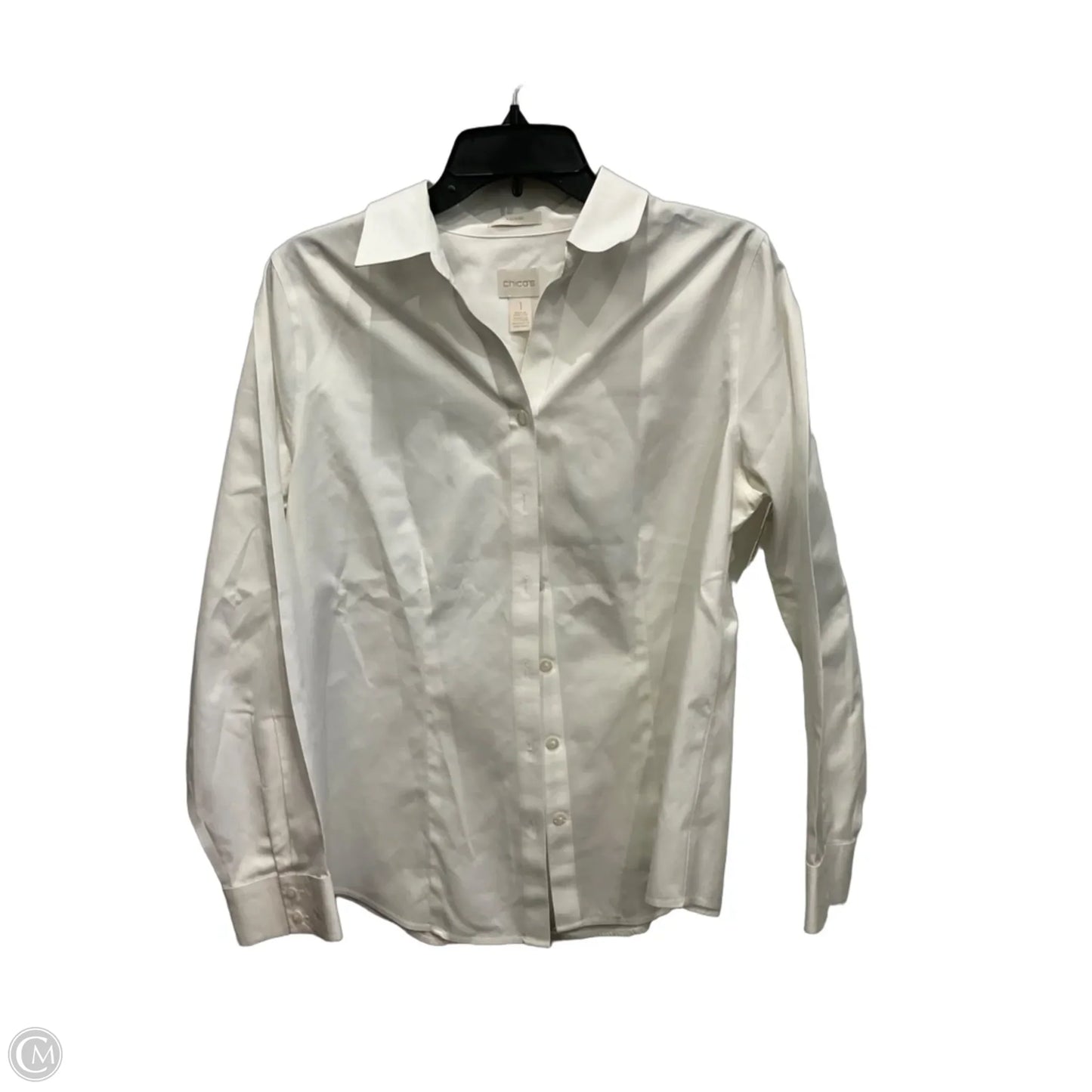 Blouse Long Sleeve By Chicos In White, Size: 1x