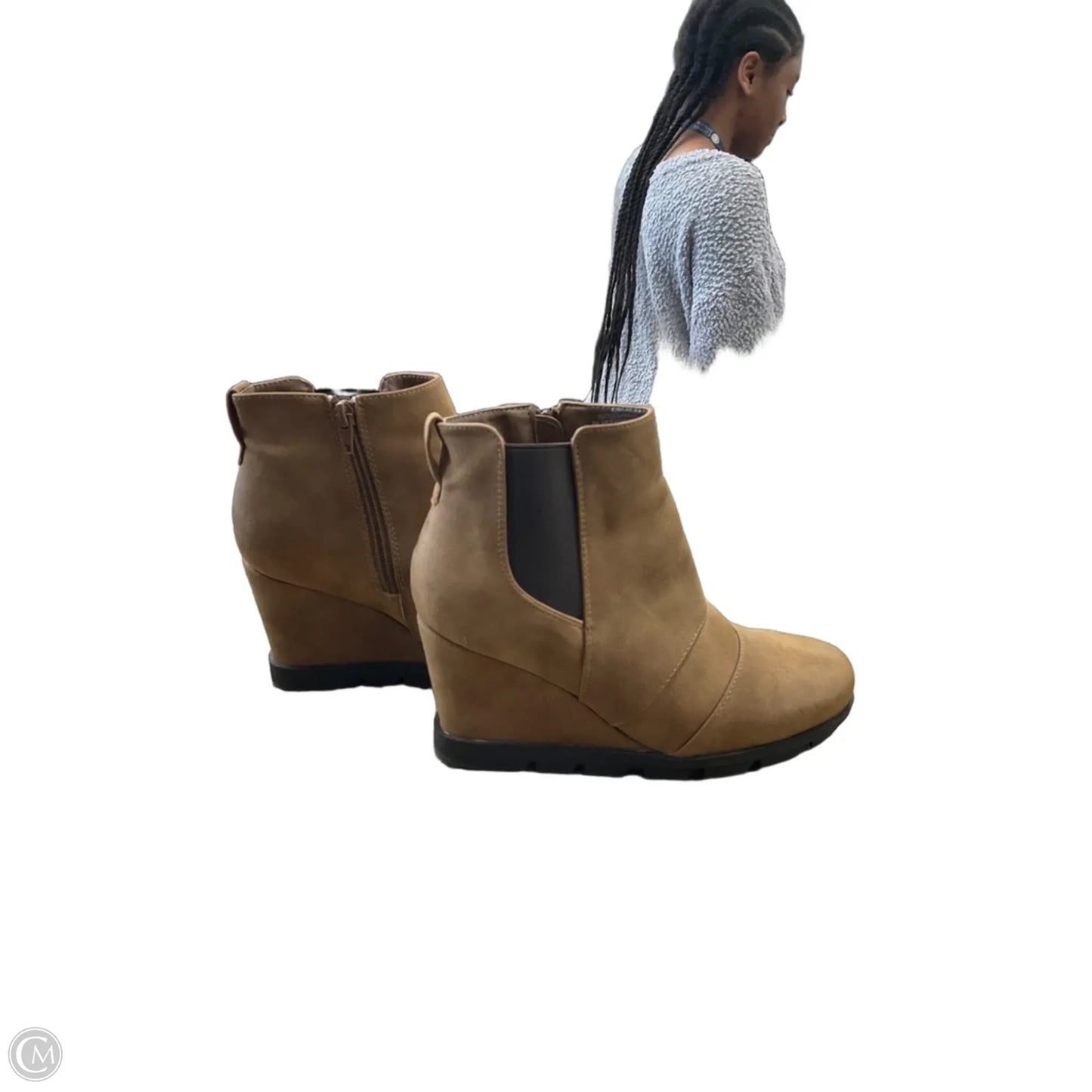 Boots Ankle Heels By Clothes Mentor In Brown, Size: 6.5